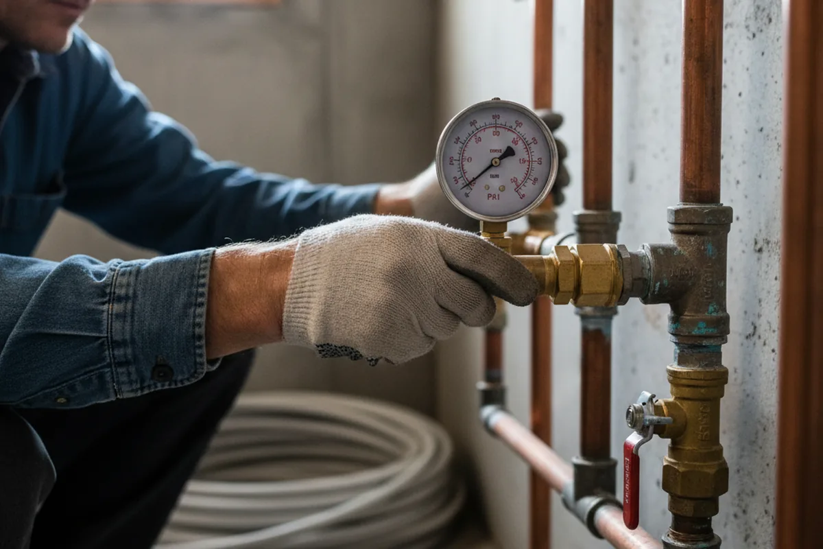 Pressure testing a repaired line during Water Line Repair in Bel Alton